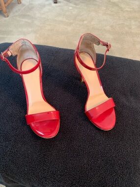 Red Patent Ankle-Strap Women’s Heels